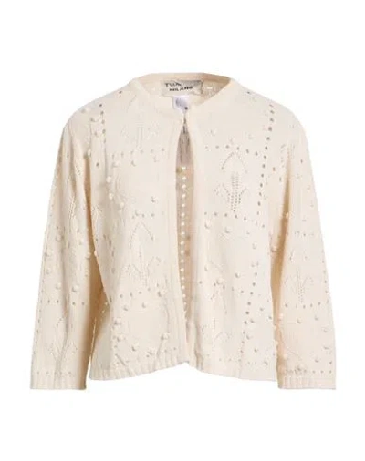 Twinset Woman Cardigan Cream Size Xs Polyamide, Viscose, Wool, Cashmere In Neutral