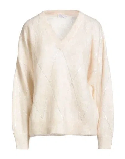 Brunello Cucinelli Sequin-embellished Knitted Sweater In Neutral