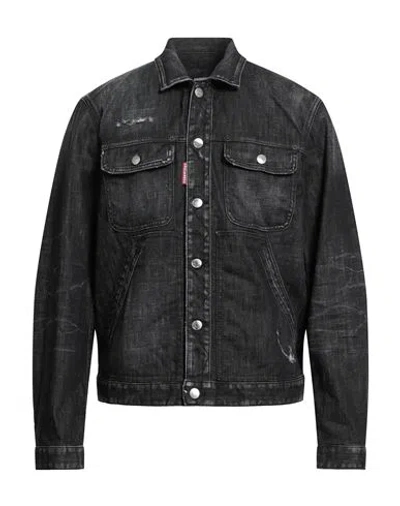 Dsquared2 'boxy Denim Jacket With Distressing' In Black