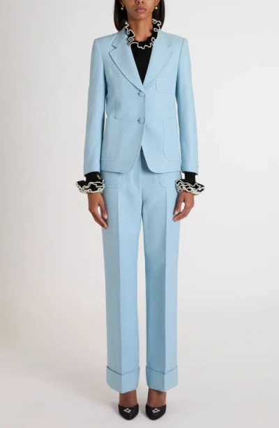 Valentino Garavani Structured Light Blue Crepe Couture Blazer