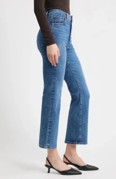 Frame Denim Le High Straight Long Raw Fray Jeans In Blue