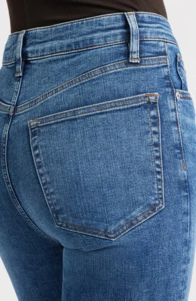 Frame Denim Le High Straight Long Raw Fray Jeans In Blue