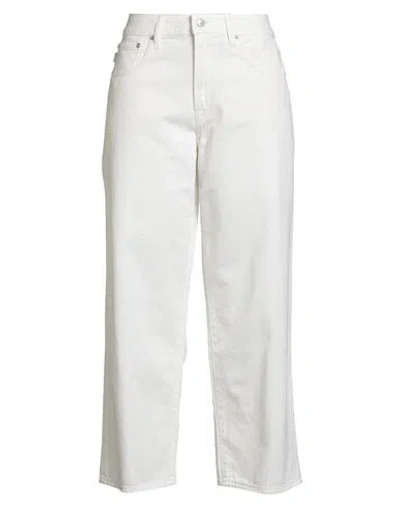 People (+)  Woman Jeans White Size 30 Cotton, Elastane In White