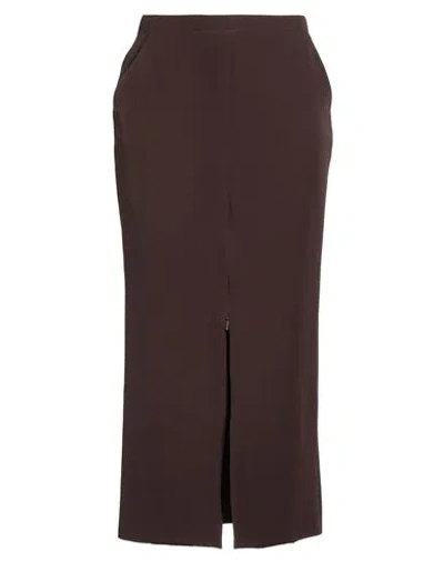 Pinko High Waist Midi Skirt With Rear Pockets In Brown