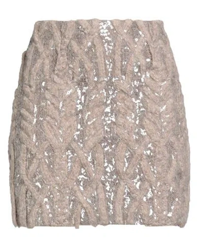 Brunello Cucinelli Woman Mini Skirt Taupe Size L Alpaca Wool, Polyamide, Wool, Polyester, Metallic F In Gold