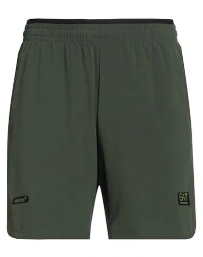 Ea7 Man Shorts & Bermuda Shorts Dark Green Size Xxl Polyester, Elastane In Green