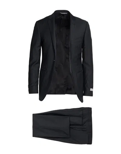 Canali Man Suit Charcoal Size 42 Wool In Black