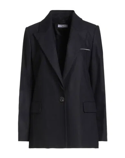 Peserico Shiny Blazer With Lapel And Pockets In Black
