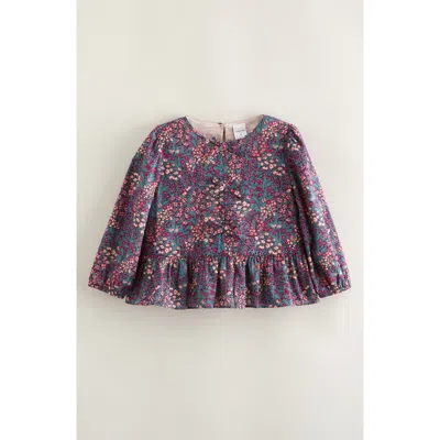 Nordstrom Kids' Bow Front Peplum Cotton Top In Multi