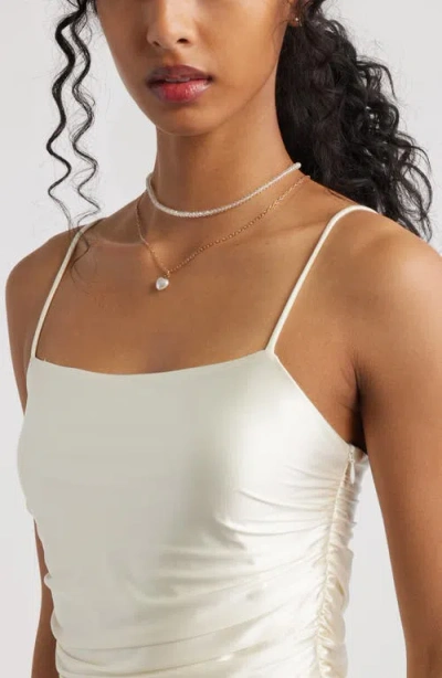 Bp. Ruched Satin Minidress In Neutral