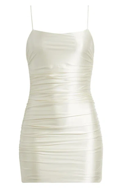 Bp. Ruched Satin Minidress In Neutral