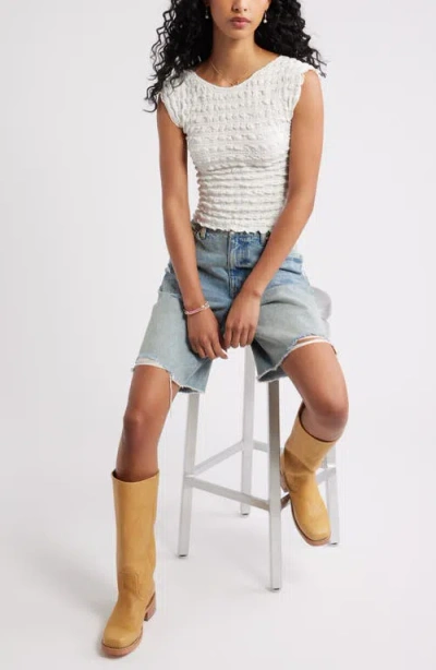 Bp. Textured Open Back Knit Top In White