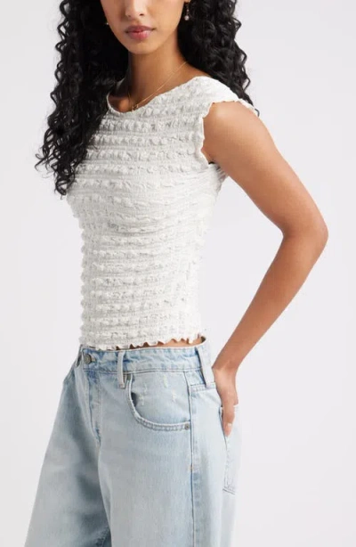Bp. Textured Open Back Knit Top In White