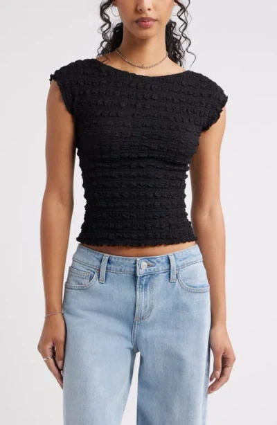 Bp. Textured Open Back Knit Top In Black