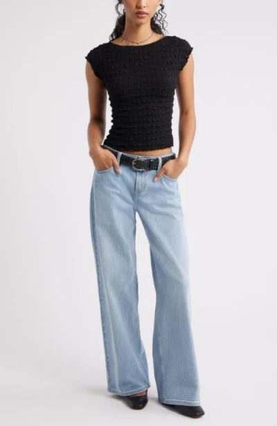 Bp. Textured Open Back Knit Top In Black