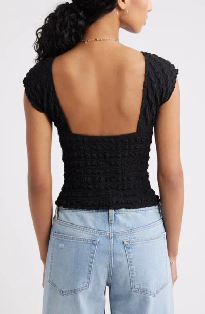Bp. Textured Open Back Knit Top In Black