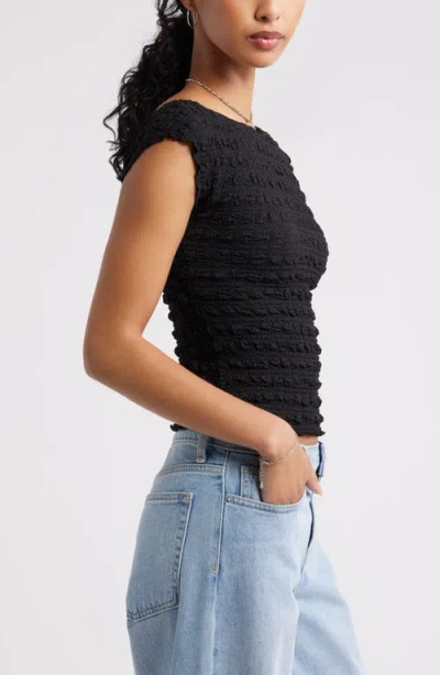 Bp. Textured Open Back Knit Top In Black