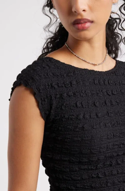 Bp. Textured Open Back Knit Top In Black
