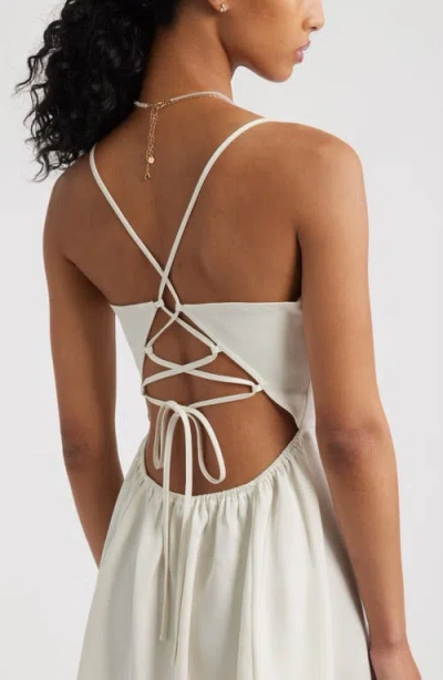 Bp. Lace-up Satin Minidress In White