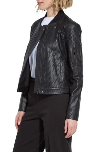 Lyssé Lysse Millicent Perforated Faux Leather Bomber Jacket In Black