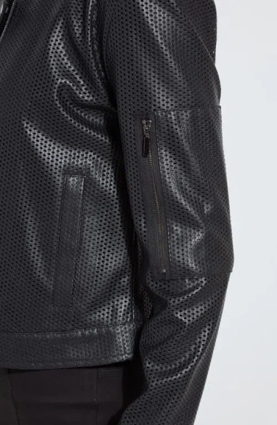 Lyssé Lysse Millicent Perforated Faux Leather Bomber Jacket In Black