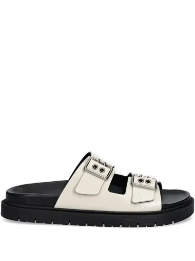 Copenhagen Double Buckle Slides In White