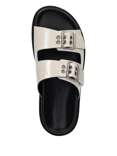 Copenhagen Double Buckle Slides In White