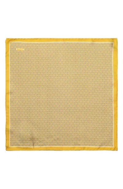 Eton Geometric Silk Pocket Square In Yellow