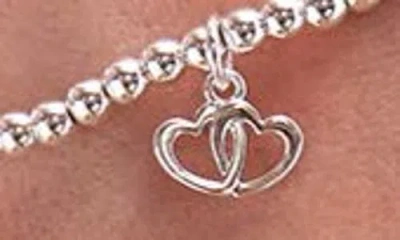 Estella Bartlett Sienna Double Heart Beaded Stretch Bracelet In Silver