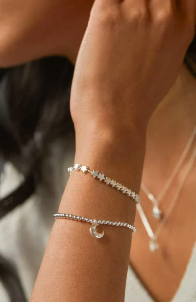 Estella Bartlett Sienna Moon Beaded Stretch Bracelet In Metallic
