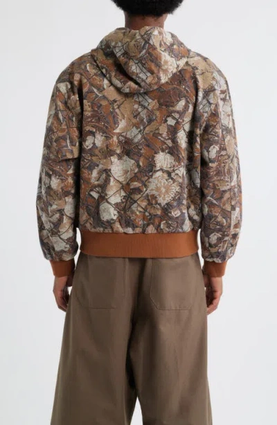 Obey Camouflage-pattern Hooded Jacket In Brown