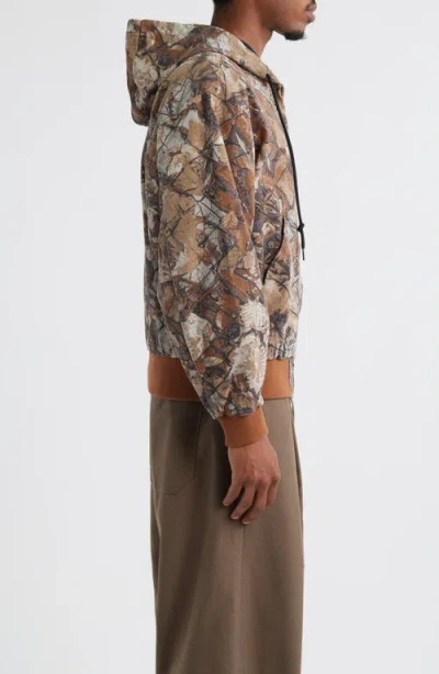 Obey Camouflage-pattern Hooded Jacket In Brown