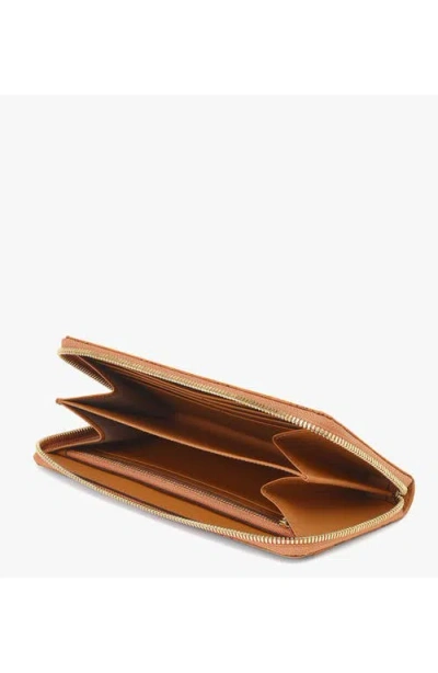 Mcm Aren Zip Around Wallet In Visetos In Brown