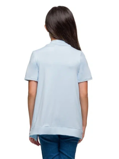 24sevenkid Short Sleeve Open Front Layering Shrug With Pockets In Blue