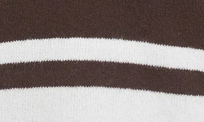 Wayf Resse Placed Stripe V-neck Sweater In Brown