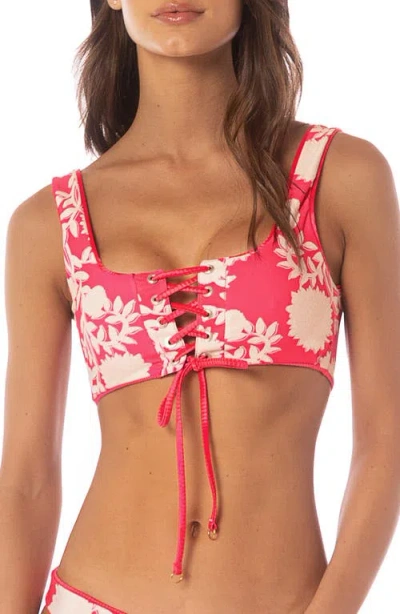 Maaji Flowerbed Dazzle Reversible Bikini Top In Pink