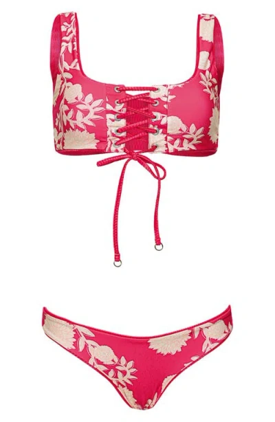 Maaji Flowerbed Dazzle Reversible Bikini Top In Pink
