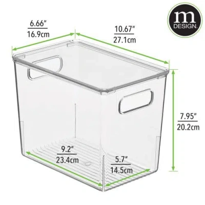 Mdesign Plastic Stacking Kitchen Storage Bin Box With Lid/handles, 6 Pack In Transparent