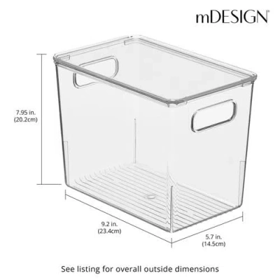 Mdesign Plastic Stacking Kitchen Storage Bin Box With Lid/handles, 6 Pack In Transparent