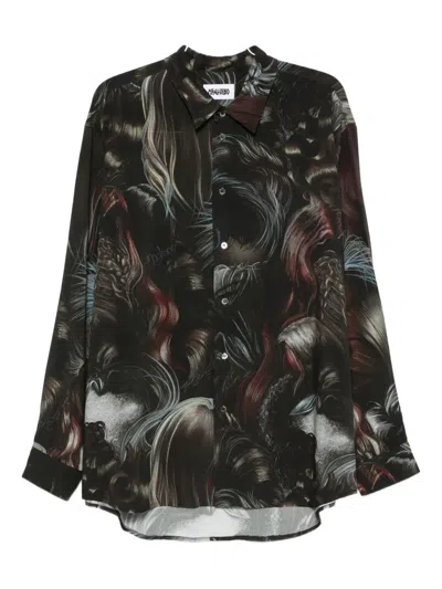 Magliano 'artistic Print Long Sleeves Shirt' In Black