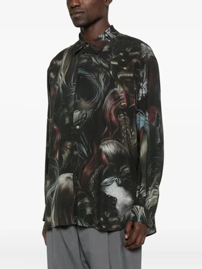 Magliano 'artistic Print Long Sleeves Shirt' In Black