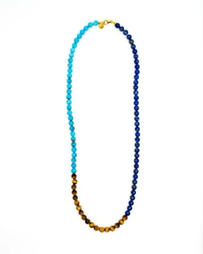 Fry Powers Turquoise, Lapis, Tiger Eye Rope Necklace In Multi