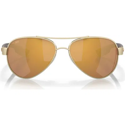 Costa Del Mar Loreto 56mm Polarized Aviator Sunglasses In Gold