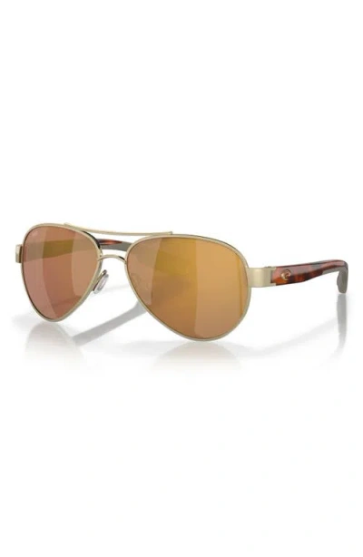 Costa Del Mar Loreto 56mm Polarized Aviator Sunglasses In Gold