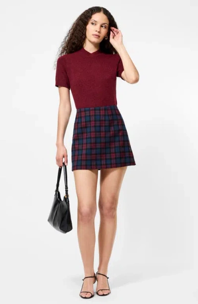 French Connection Melba Plaid Suiting Mini Skirt In Blue