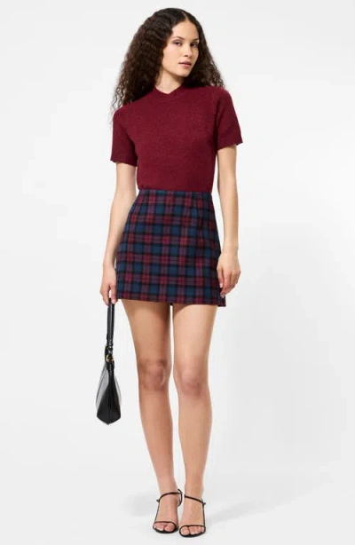 French Connection Melba Plaid Suiting Mini Skirt In Blue