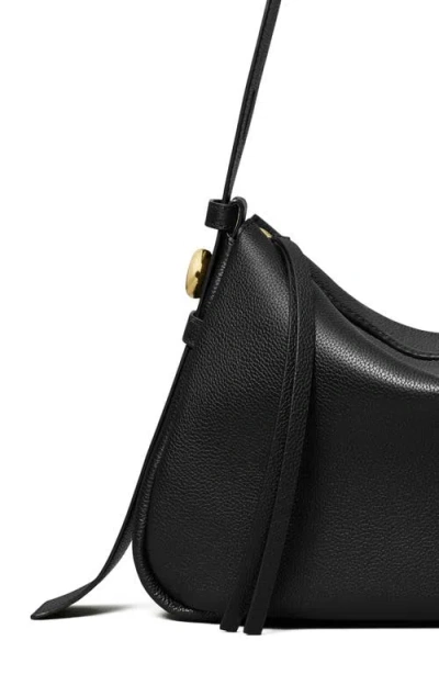 Tory Burch Romy Black Shoulder Bag With Adjustable Shoulder Strap In Grained Leather Woman