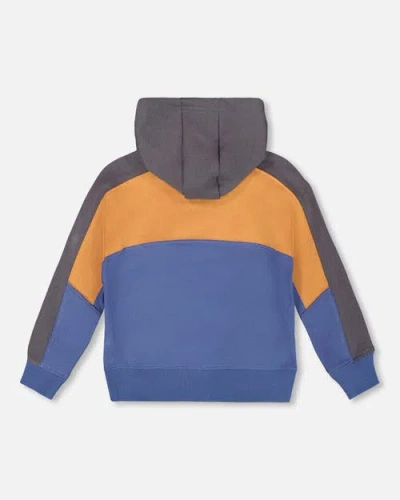 Deux Par Deux Full Zip Fleece Color Block Sweatshirt In Multi