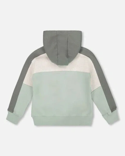 Deux Par Deux Full Zip Fleece Color Block Sweatshirt In Gray