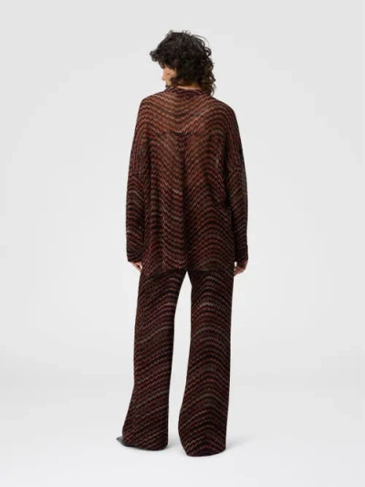 Missoni Blouse With Mandarin Collar And Zigzag Pattern In Brown